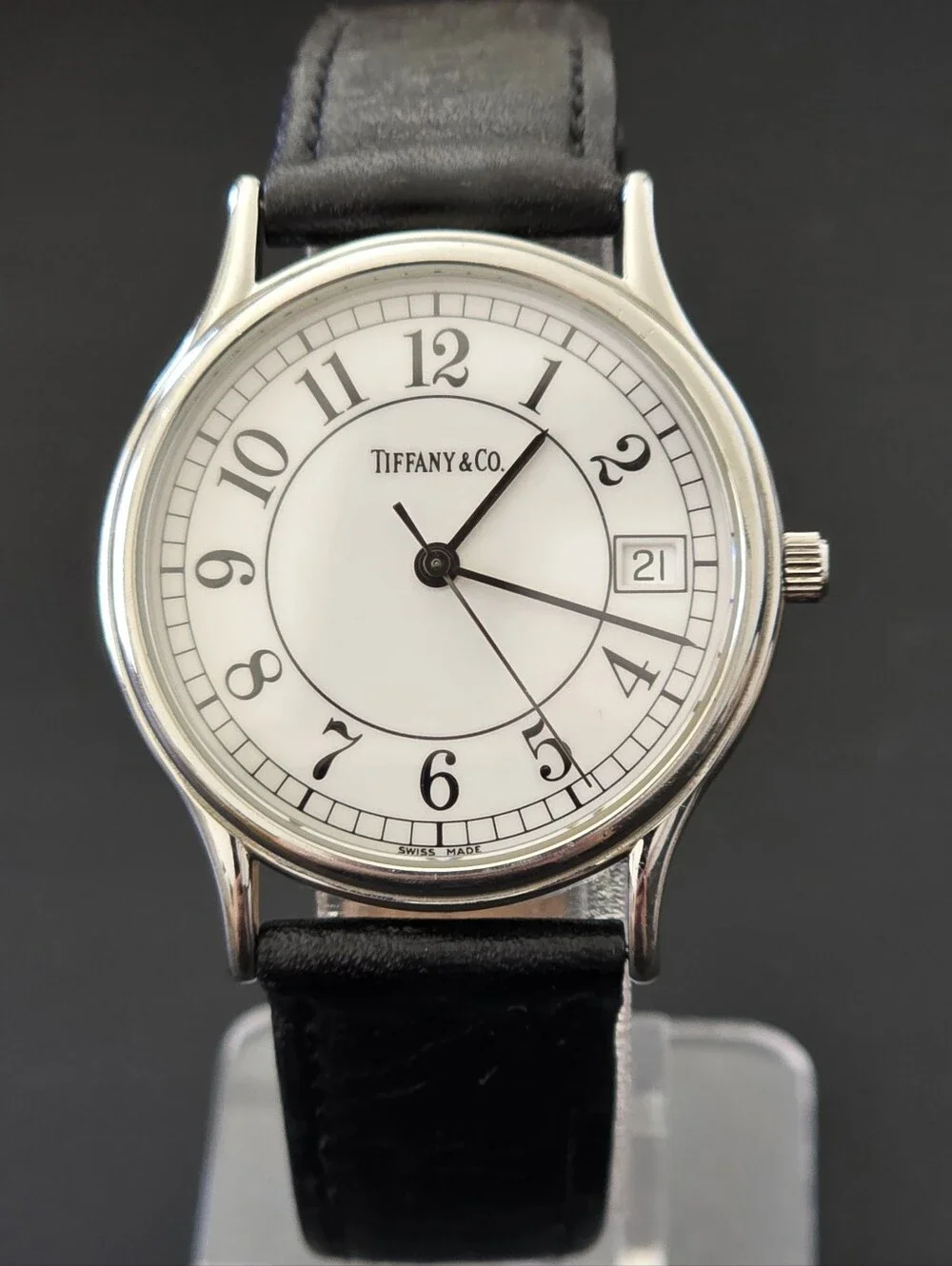 VTG Tiffany & Co. Portfolio Classic 7J 33mm Watch Original Band Engraved Runs